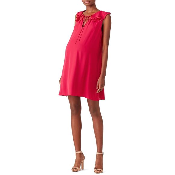 Amanda Uprichard Mini Dress Women's XL Maternity Pink Flutter Sleeves Crepe RTR - Picture 1 of 12